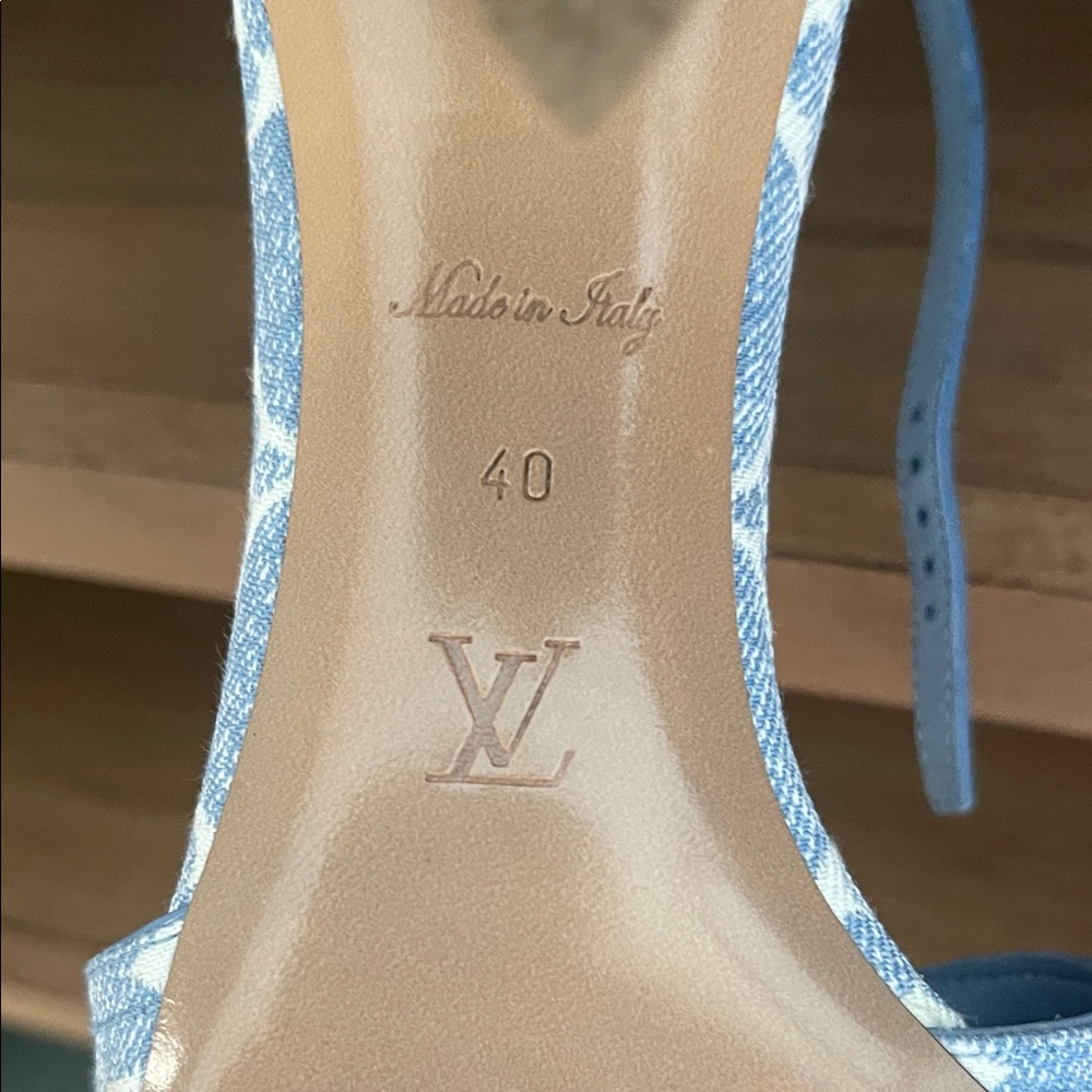 Louis Vuitton Light Blue Monogram Heels - Picture 2 of 7
